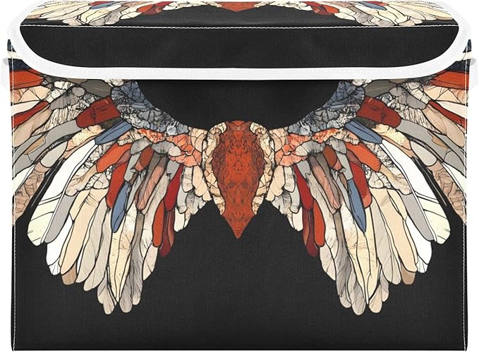 Storage Cube with Lid Wings Pattern Print 16.5×12.6×11.8 IN Collapsible Large Capacity Foldable Storage Basket Bin Organizer