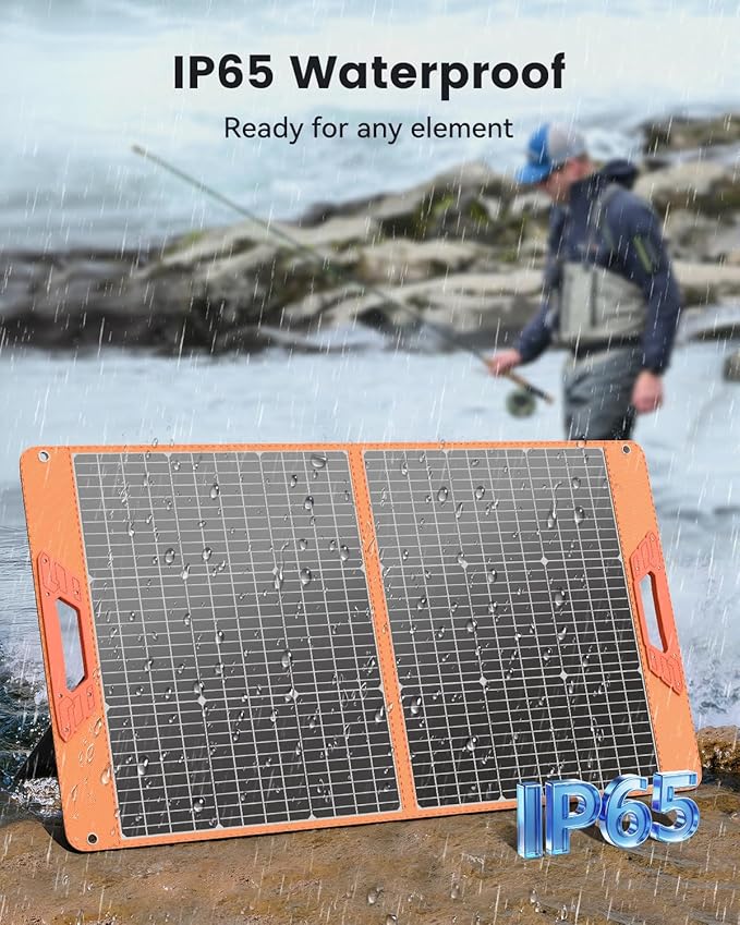 100W Portable Solar Panel for Power Station 19.8V Foldable Solar Charger with DC/XT60/Anderson Cable &amp QC3.0 USB Outputs 23% High Efficiency IP65 Waterproof 2 Kickstands for Outdoor Camping RV T
