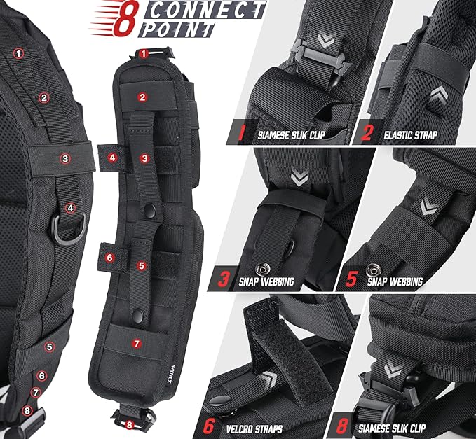 WYNEX Molle Accessories Pouch of Double Zipper Pocket Version Backpack Strap Pouch Shoulder Strap Molle Attachment Tactical Accessories Bag Shoulder Starps Zipper Pocket Additional Phone Holder
