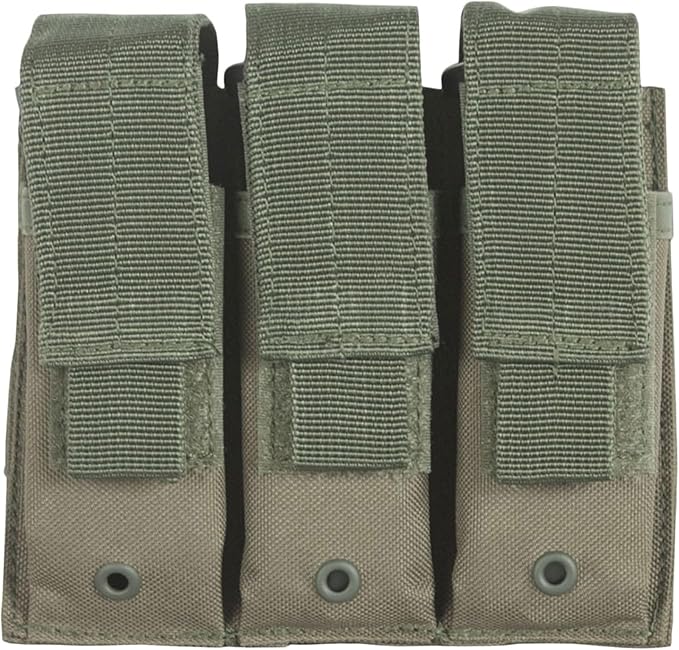FOX OUTDOOR PRODUCTS Triple Pistol Mag Fully Modular Compatible 5.5 x 6 Pouch w/ Elasticized Sides &amp Adjustable Flaps - Holds 3 Pistol Magazines