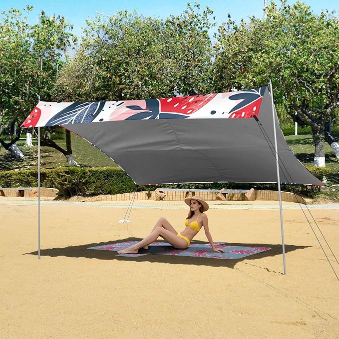 ALAZA Juicy Strawberries with Seamless Beach Tent Sun Shelter Portable Canopy Sunshade for Outdoor Camping Picnics Backyard Fun 10x9 ft