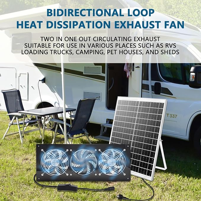 HNRLOY Solar Exhaust Fan25W Solar Panel with 3PCS Ventilation Fans KitSolar Powered Fan for ShedChicken CoopAttic &amp Greenhouse Intake or Exhaust Air3500RPM 15FT CordIP67 Waterproof