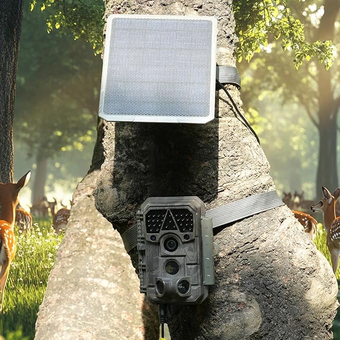 Meidase SP350 Solar Panel 5200mAh for Trail Camera Built-in Rechargeable Lithium Battery 12V/1A 9/1.3A 6V/2A 5.5x2.1 DC Plug 13-feet Cable Solar Panel