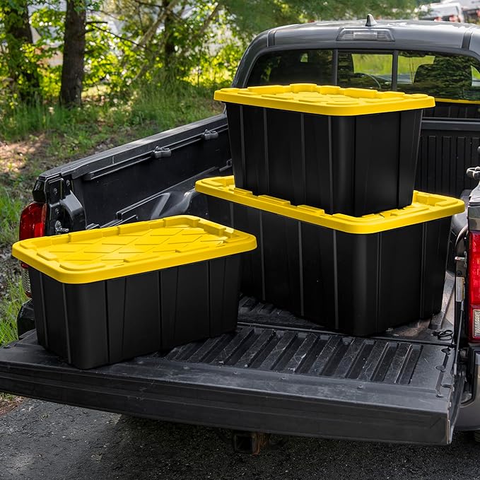 Sterilite 16-Pack Industrial Tote Plastic Storage Container Bins with Lids 38 Gallon - Heavy-Duty Organizing Containers for Closet Bathroom and Office