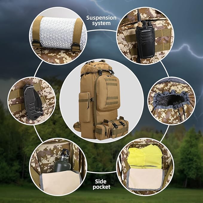100L Camping Hiking BackpackMolle military Tactical rucksack backpackWaterproof Lightweight Hiking Backpack