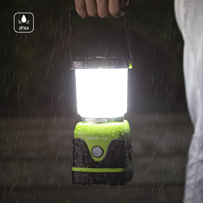 LE 1000LM Battery Powered LED Camping Lantern Waterproof Tent Light with 4 Light Modes Camping Essentials Portable Lantern Flashlight for Camping Emergency Light Power Outages Not Rechargeable