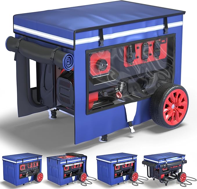 Generator Covers While Running 32x24x24 Inches Generator Running Covers1680+400D Double Layer Portable Heavy Duty Dustproof/Waterproof Generator Covers for 5000W-10000W Frame Generators Blue