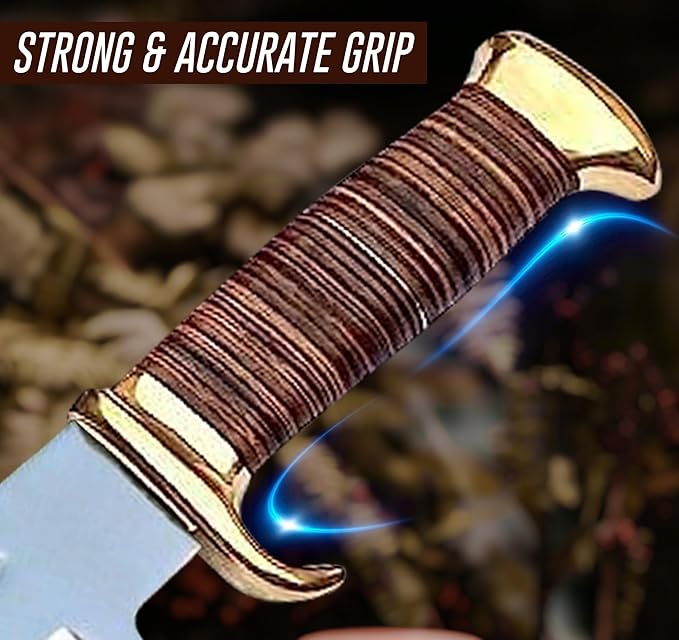 14 Crocodile Dundee-Fixed Blade Bowie Knife With Sheath-Survival-Hunting Knife with Leather Handle-Tactical Knife for Camping Outdoor Bushcraft - Gift for Men