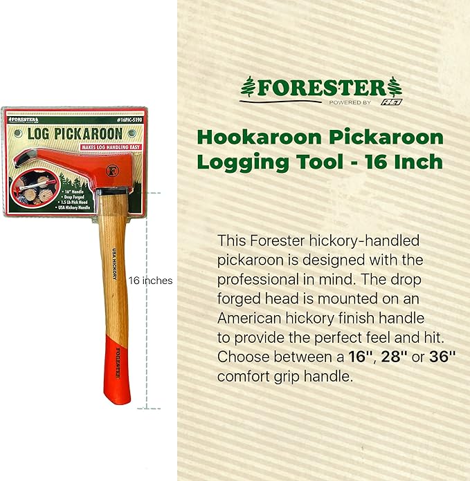 FORESTER Pickaroon Logging Tool | USA Hickory Handle | Hookaroon Logging Tool | Log Roller Tool &amp Forestry Tools for Dragging and Stacking Logs