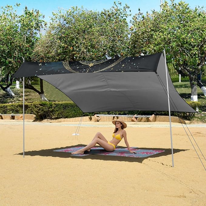 ALAZA Mandala Dreamcatcher Moon Beach Tent Sun Shelter Portable Canopy Sunshade for Outdoor Camping Picnics Backyard Fun 10x9 ft