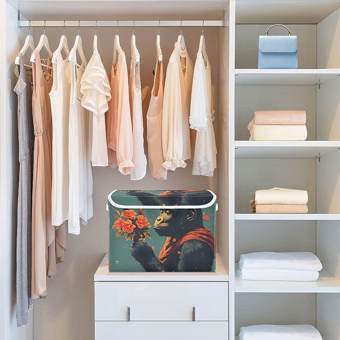 AIXIWAWA Lidded Storage Cube (Gorilla Valentine) Fabric Foldable Closet Bins with Flip Lid and Handles Organizer Basket Container 16.5 x 12.6 x 11.8 IN