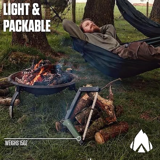 AGAWA - BOREAL15 Tripper Kit - Includes 15 Folding Saw Nylon Carrying Case 15 All-Purpose &amp 15 Aggressive Blade - For Camping Hiking &amp Survival Gear (Black Frame/Green Handle)