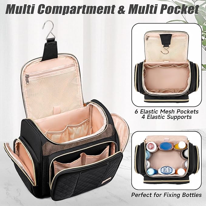 Large Toiletry Bag for Women MenBathroom BagWater Resistant Shower BagMakeup BagPortable Shower Caddy for College DormHanging Travel Toiletry Bag with Transparent Waterproof Phone Pocket