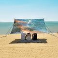 ALAZA Beach Palm Trees Beach Tent Sun Shelter UPF50+ Protection Beach Shade Canopy w/ 4 Sandbags for Outdoor Camping Fishing Backyard Fun Picnic 10x9 ft