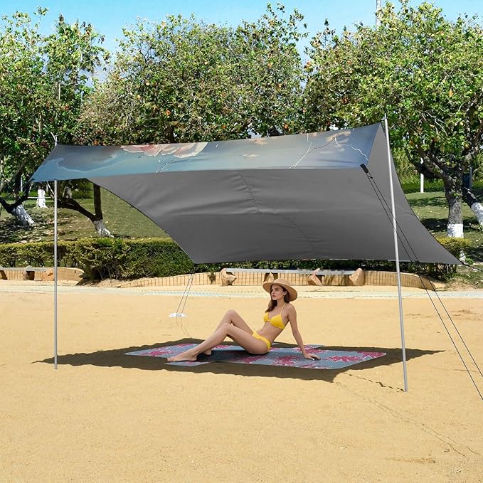 ALAZA Pink Rose Flowers Beach Tent Sun Shelter Portable Canopy Sunshade for Outdoor Camping Picnics Backyard Fun 10x9 ft