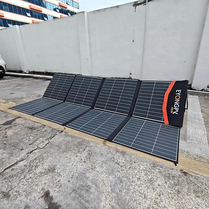 EYONGPV 500W Portable Solar Panel 26% HPBC Cells Foldable Solar Charger 15ft (4.5m) Cable 30A Anderson Output IP65 Waterproof for RV Camping for EcoFlow Anker Jackery Bluetti Power Station