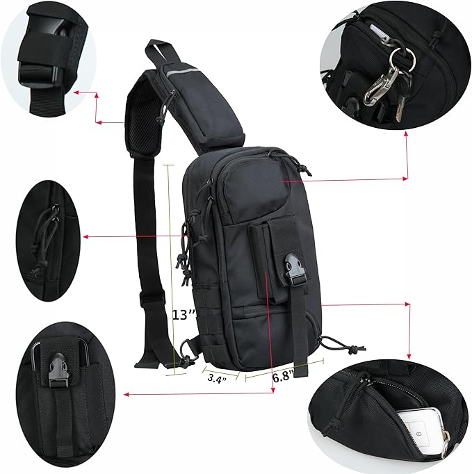 Sling Backpak Tactical Chest Pistol Bag Shoulder Bags Crossbody Sling Backpack Holster Bag for Concealed Carry