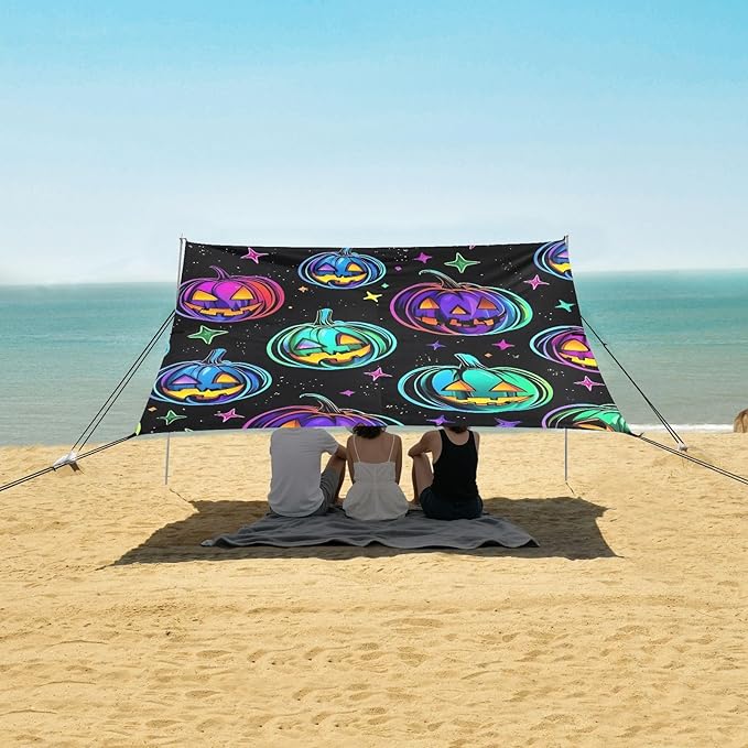 ALAZA Dreamy Pumpkin Pattern Beach Tent Sun Shelter Portable Canopy Sunshade for Outdoor Camping Picnics Backyard Fun 10x9 ft