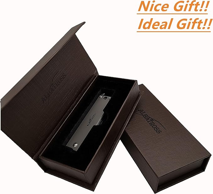 ALBATROSS Premium EDC Pocket Knife - Compact Folding Tactical Knife with Damascus Steel Blade Titanium Handle &amp Bottle Opener - Everyday Carry Camping Survival Knife - Mothers Day Fathers Day Gif