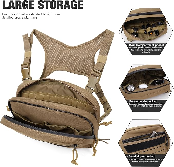 Mardingtop Chest Bag for MenOutdoor Tactical Molle Vest Chest Pack for RunningCyclingHikingEDCTravel