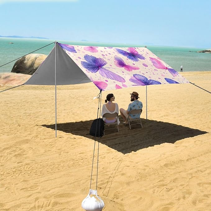 ALAZA Dreamy Butterfly Pattern Beach Tent Sun Shelter Portable Canopy Sunshade for Outdoor Camping Picnics Backyard Fun 10x9 ft