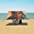 ALAZA African American Woman Ethnic Beach Tent Sun Shelter UPF50+ Protection Beach Shade Canopy w/ 4 Sandbags for Outdoor Camping Fishing Backyard Fun Picnic 10x9 ft