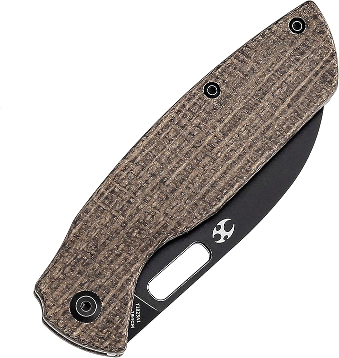 KANSEPT Convict Pocket Folding Knives EDC Camping Knife 3.3'' Black Stonewashed 154CM Material Pocket Knife with Brown Micarta Handle Everyday Carry T1023A1