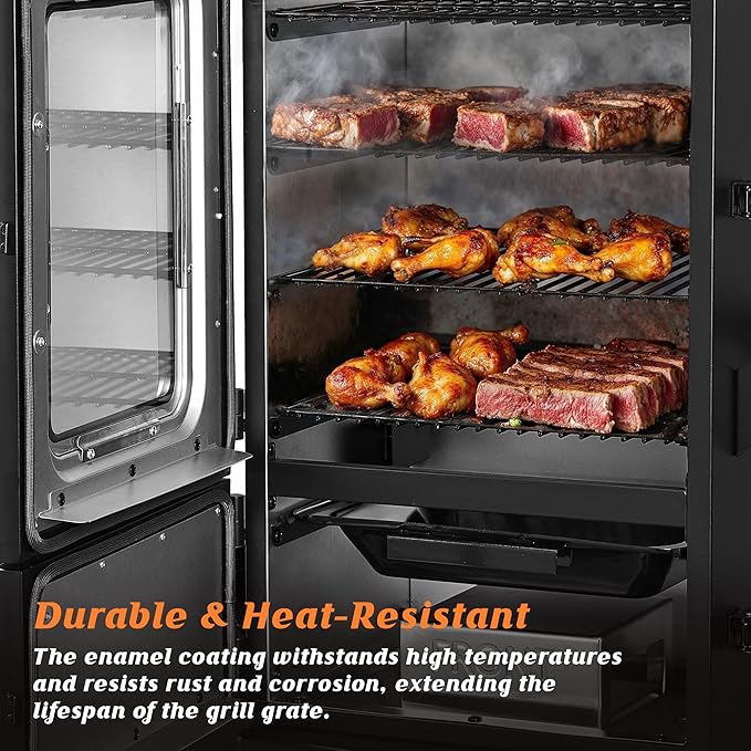 Electric Pellet Smoker with Rainproof Cover Vertical Wood Pellet Smokers Grill With Hook Meat Probe LED Display Temperature Control