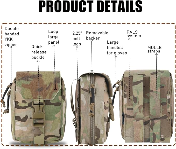 PETAC GEAR Tactical Rip Away Medical IFAK Pouch Tear Off First Aid EDC Pouches Molle &amp Belt Outdoor Emergency Survival Bag