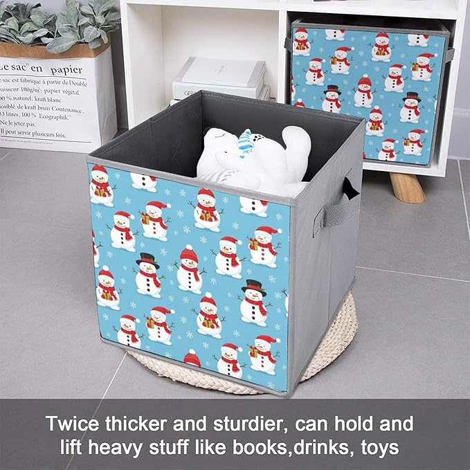 Convenient Closet Organizer Bins Christmas Snowman Foldable Storage Cubes for Clothes Shoes Neat Storage Solution