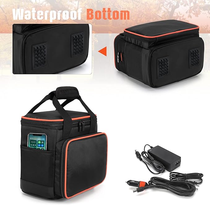Trunab Travel Carrying Bag Compatible with Jackery Explorer160/240/300 Portable Power Station Storage Case with Waterproof Bottom and Front Pockets for Charging Cable and Accessories