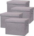 TENABORT 4 Pack Large Foldable Storage Box with Lids Fabric Storage Cube Organizer Cloth Containers Bins Baskets for Closet Clothes Clothing Bed Room