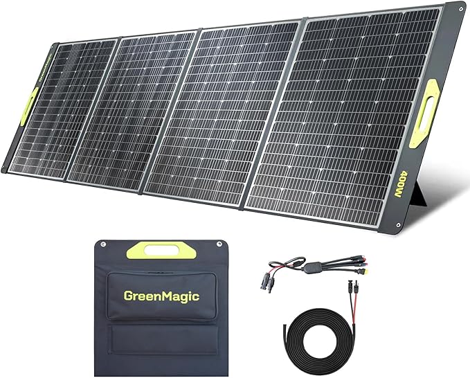 Greenmagic Portable 400 Watt Solar Panel 39V 400W Foldable Panel Solar Charger Lightweight Durable Compatible with Most 40v Portable Solar Generator Power Station on The Market for RV Camping Home