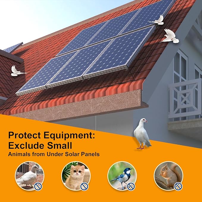 Solar Panel Bird Proof Cover Black Heavy-Duty PVC 1/2 inch 6in * 50FT Bird Proof Rolling net kit Solar Panel Animal Protection Device can Prevent Pigeons and Birds from Entering The Room