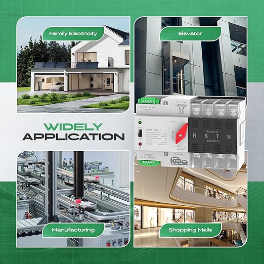 Automatic Transfer Switch 100A AC110V Dual Power ATS 4P Automatic/Manual Transfer Switch din Rail mounting for Home Generator RVPublic/Backup Power Supply