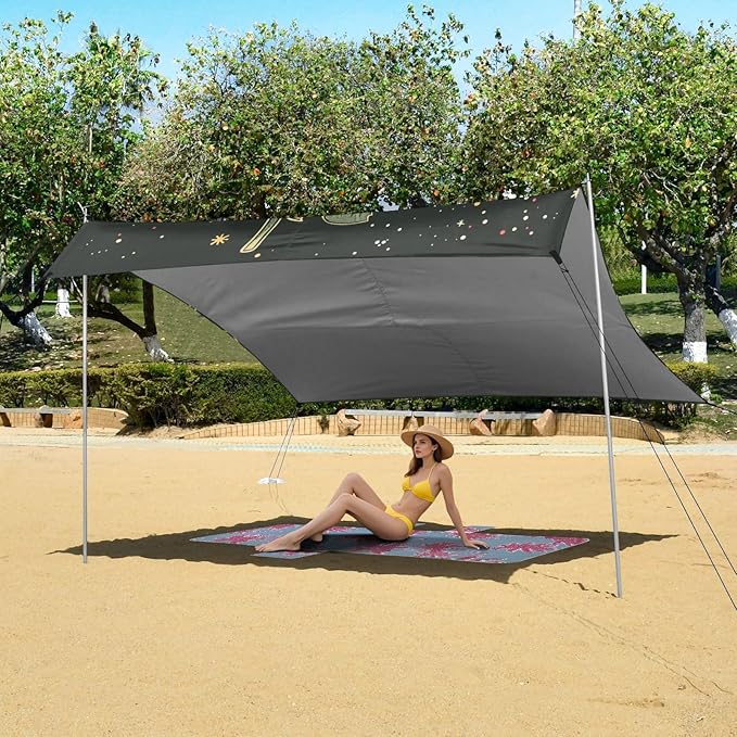 ALAZA Freshly Hand Drawn Strawberries Beach Tent Sun Shelter Portable Canopy Sunshade for Outdoor Camping Picnics Backyard Fun 10x9 ft