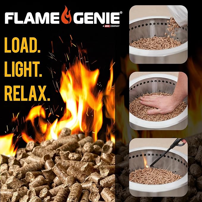 Flame Genie Portable Fire Pit - Smoke-Free Inferno Wood Pellet Fire Pit 19 Diameter Black FG-19 Smokeless Pit USA Made Black