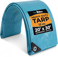 Tarps Heavy Duty Waterproof 20x30-12 mil Thick Camping Tent - Blue Tarp 20x30 UV Resistant Rip &amp Tear Proof with Metal Grommets – Multipurpose Use for Camping Tent Boat RV Car &amp Pool Cov