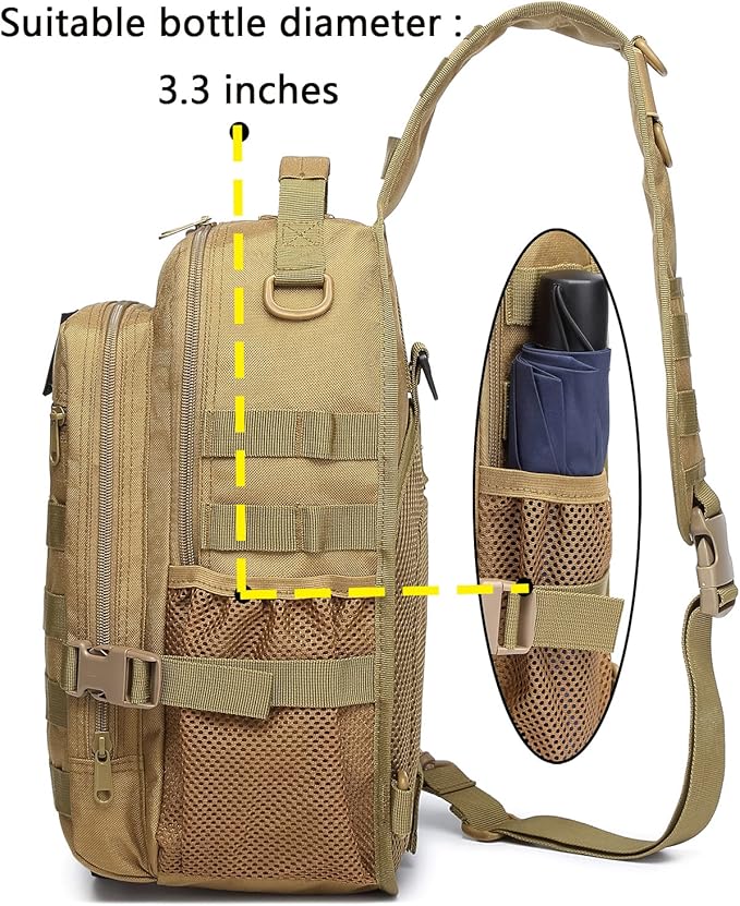 ATBP Tactical Crossbody Sling Backpack Militray Shoulder Holster Bag For Men Concealed Carry Chest Pack Hiking Daypack 20L