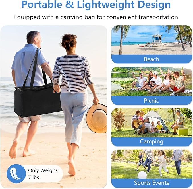 Tangkula Beach Canopy Tent UPF50+ Beach Sun Shade with Sand Shovel 6 Ground Pegs 6 Sandbags Supporting Pole Carry Bag Pop Up Beach Sun Shelter for Camping Fishing Trip
