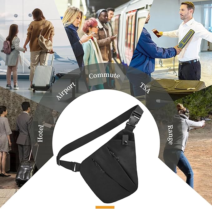 CCW Sling Bag for Concealed Carry Tactical Crossbody Sling Bag with Quick Access Compartment Low Profile Shoulder Chest Bag for Men &amp Women