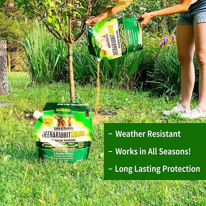Nature's Mace Deer &amp Rabbit Repellent 25 Pound Bag Repel Deer from Your Home Garden Deterrent Safe to use Around Children Plants Produce Protect Your Garden Instantly Plant Safe
