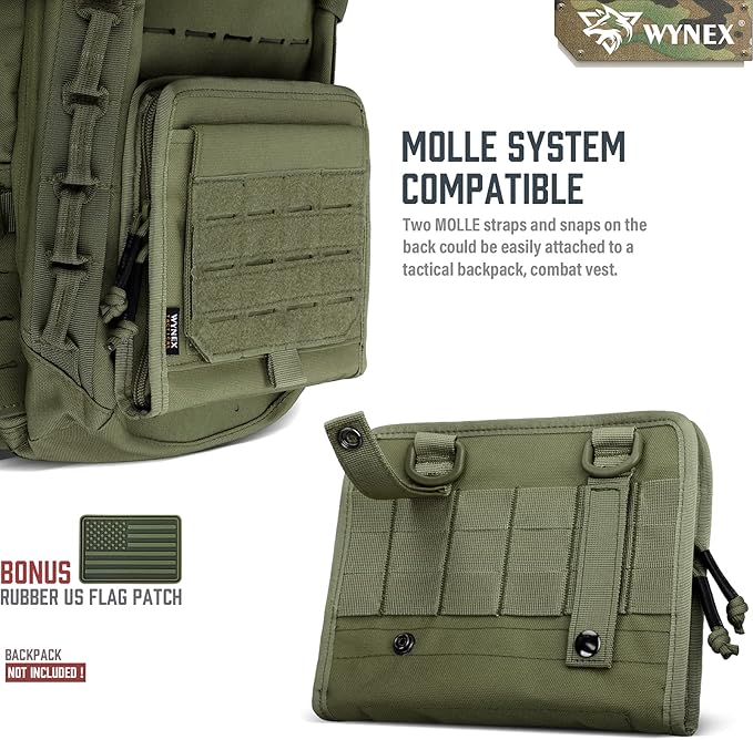 WYNEX Tactical Molle Admin Pouch with Folding Admin Pouch Utility EDC Pouch Organizer Modular Tool Pouch of Double Layer with Molle Tool Bag of Laser-Cut Design Utility Organizer EDC Medical Bag