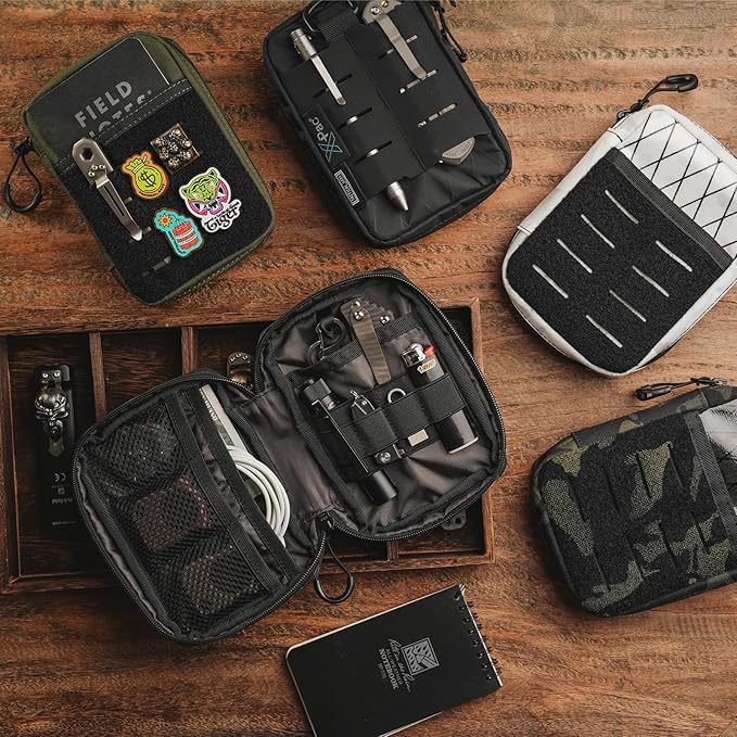 TACTICAL GEEK EDC Compact Waist Pocket Pouch Men EDC Pouch Organizer Multi-Purpose Molle Tool Pouch for Multitools Utility Tool Organizer Bag for Daily Essentials Carry(Block E3.0-GY)