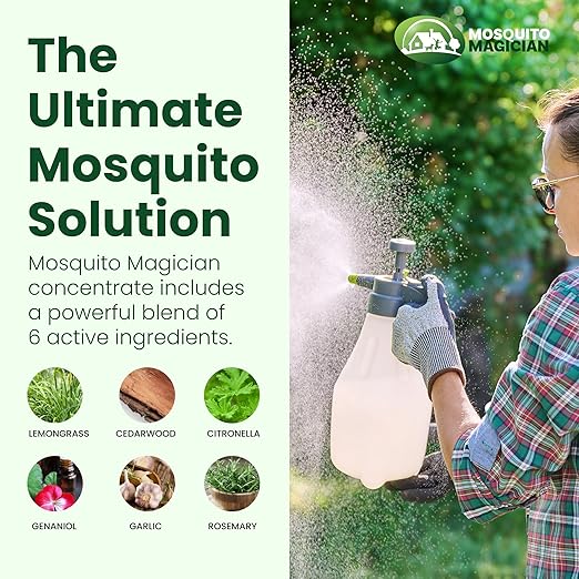 Mosquito Magician Ready to Use Liquid Solution – Kills Mosquitoes Fleas &amp Fire Ants – Use with Mosquito Foggers Sprayers &amp Misting Systems – Pet &amp Yard Safe for Lawns Patios Outdoors