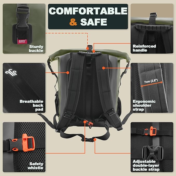 Waterproof Backpack Dry Bag 35L/55L/85L – Heavy Duty Roll-Top Hiking Backpack for Travel Kayaking Boating Camping Rafting and Fishing