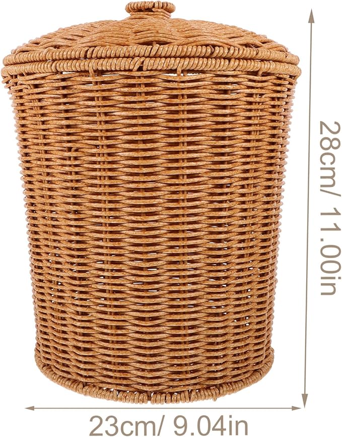 Ciieeo Laundry Basket Lid Woven Storage Container for Clothes Towels Toys and Sundries Multi-purpose Household Organizer for Bedroom and Laundry Room