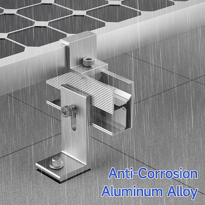 Solar Panel Mounting Brackets Kit 10Pcs Solar Roof Mount Kit for 1-4 Pieces Aluminum Alloy Mount for Flat Pitched Roof Rack Mounting Brackets