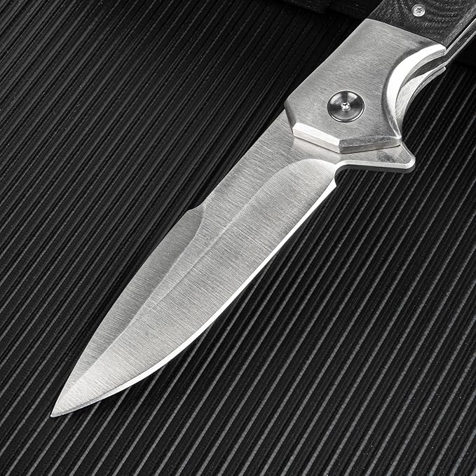 Pocket Knife for Men with D2 Steel Blade &amp G10 Handle - 4 Edge EDC Tool for Camping Hiking Travel and Daily Carry Ideal Gift for Outdoor Enthusiasts
