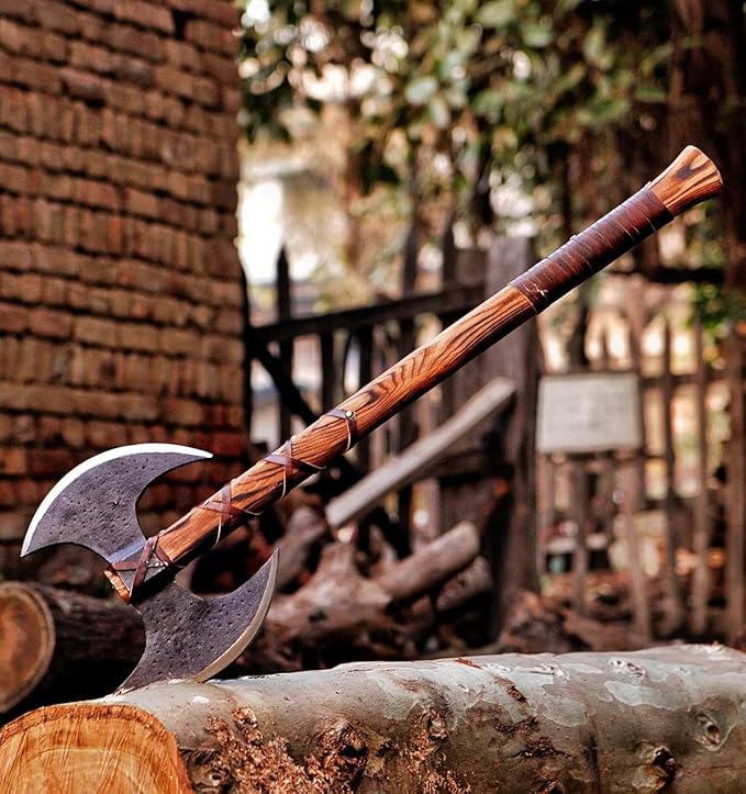 Hnadmade Two Handed Large Berserker Axe Norse Axe Scandinavian Viking Dane Ashwood Handle Functional Axe (FM-0008) ((FM-0008))